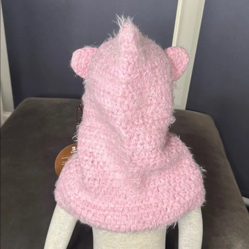 Daisy Baby Kids Cute Pink Bear Cowl Hat Beanie One Size NEW